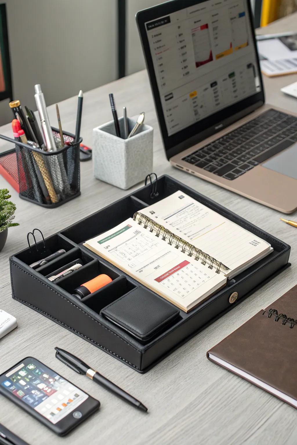 A desk organizer that streamlines your workspace