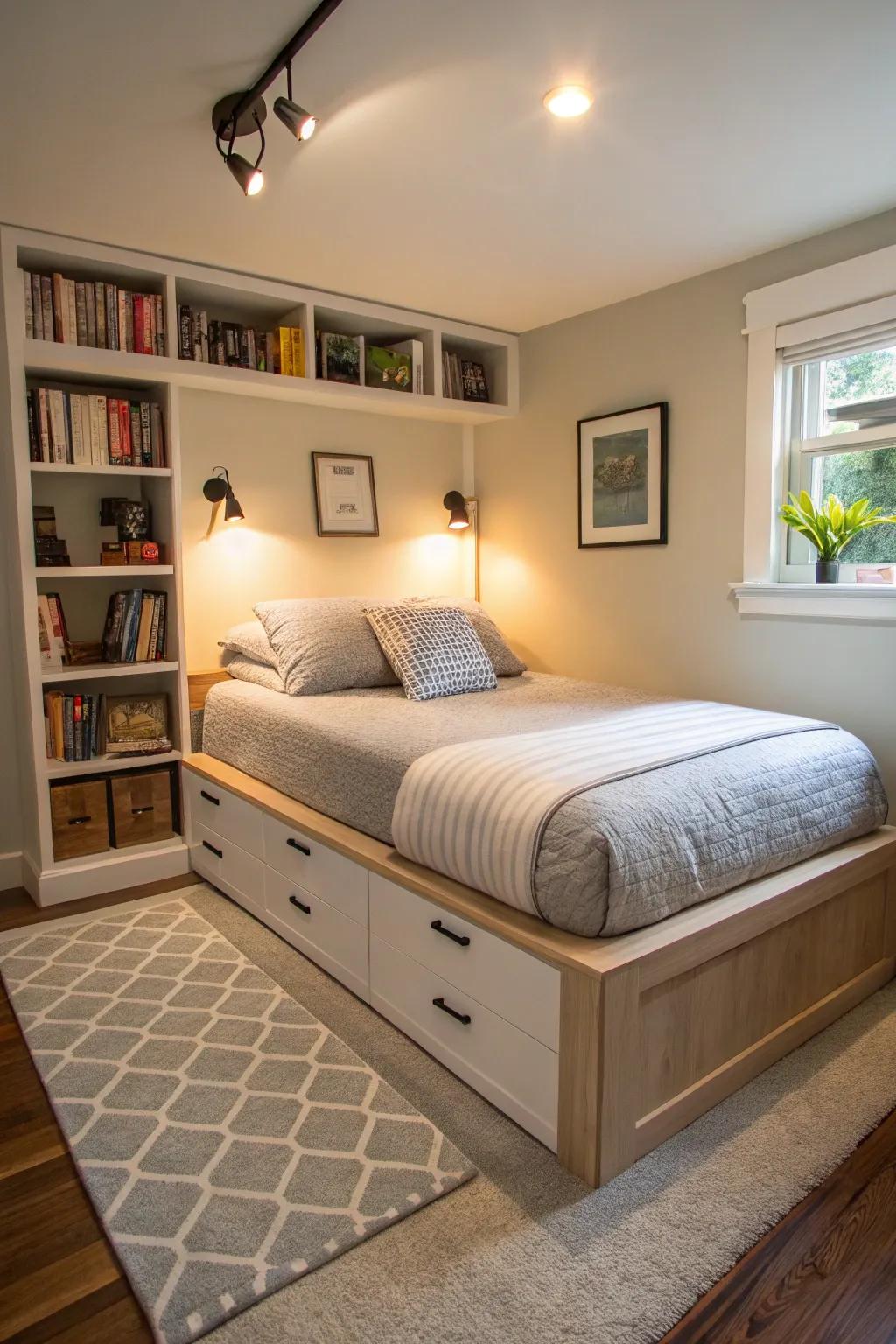 A platform bed can add modern style and practical storage to your bedroom.