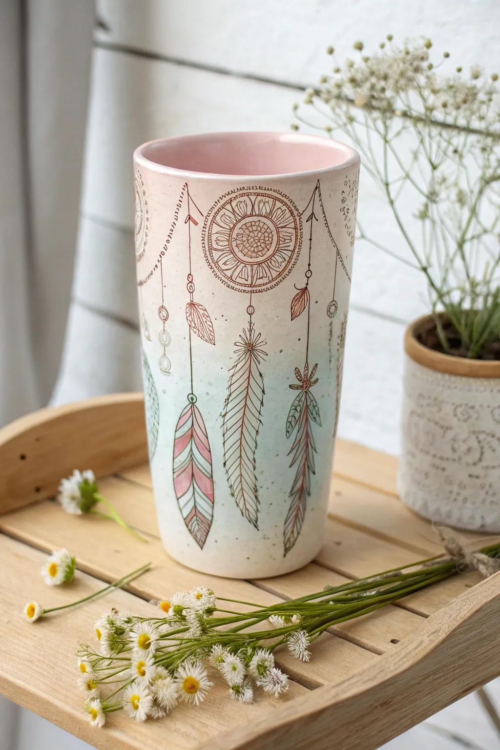 Sip in style with a boho chic tumbler, where craftsmanship meets the spirit of spring.
