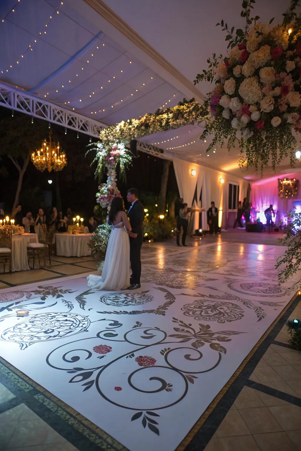 A decorated dance floor invites guests to celebrate in style.