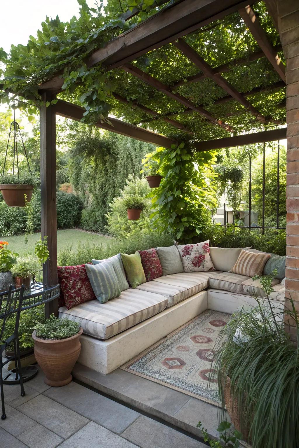 Sunken seating areas embrace natural dips, creating intimate and stylish retreats.