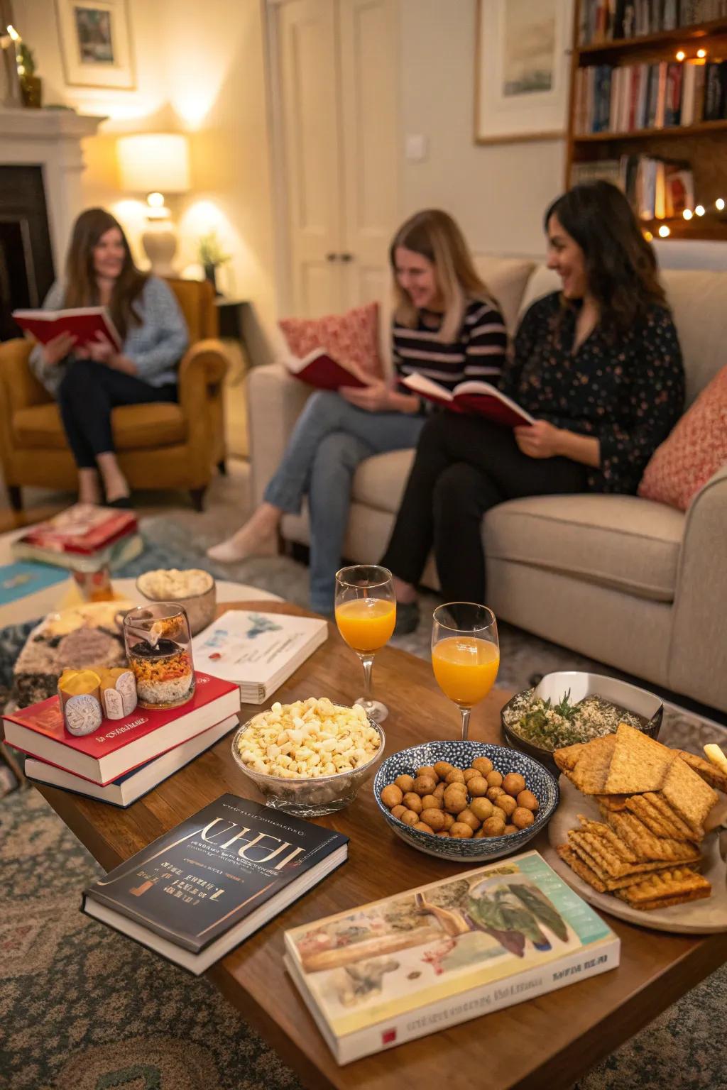 Celebrate with engaging discussions at a book club gathering.