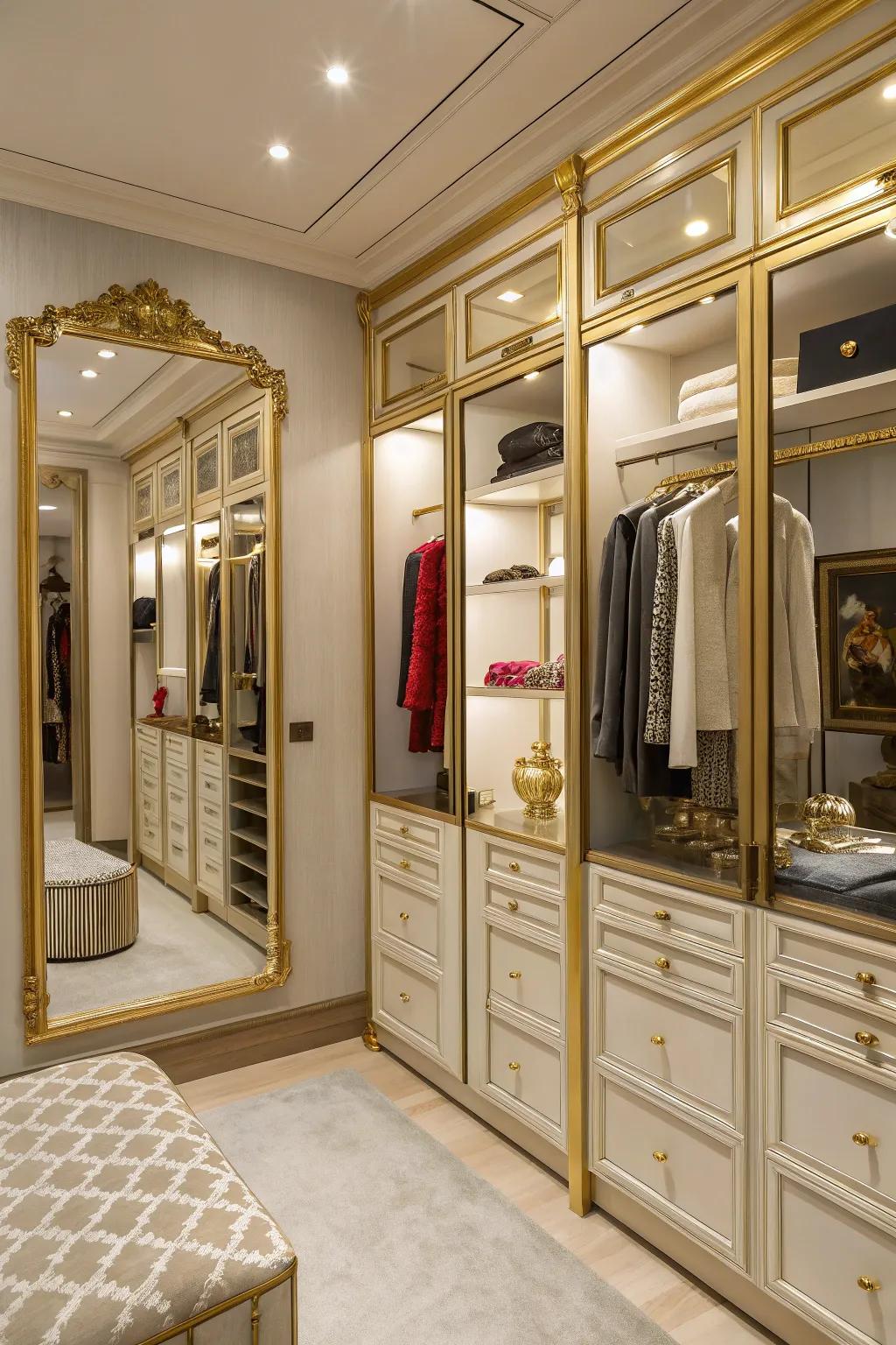 Gold accents add a touch of luxury and opulence.