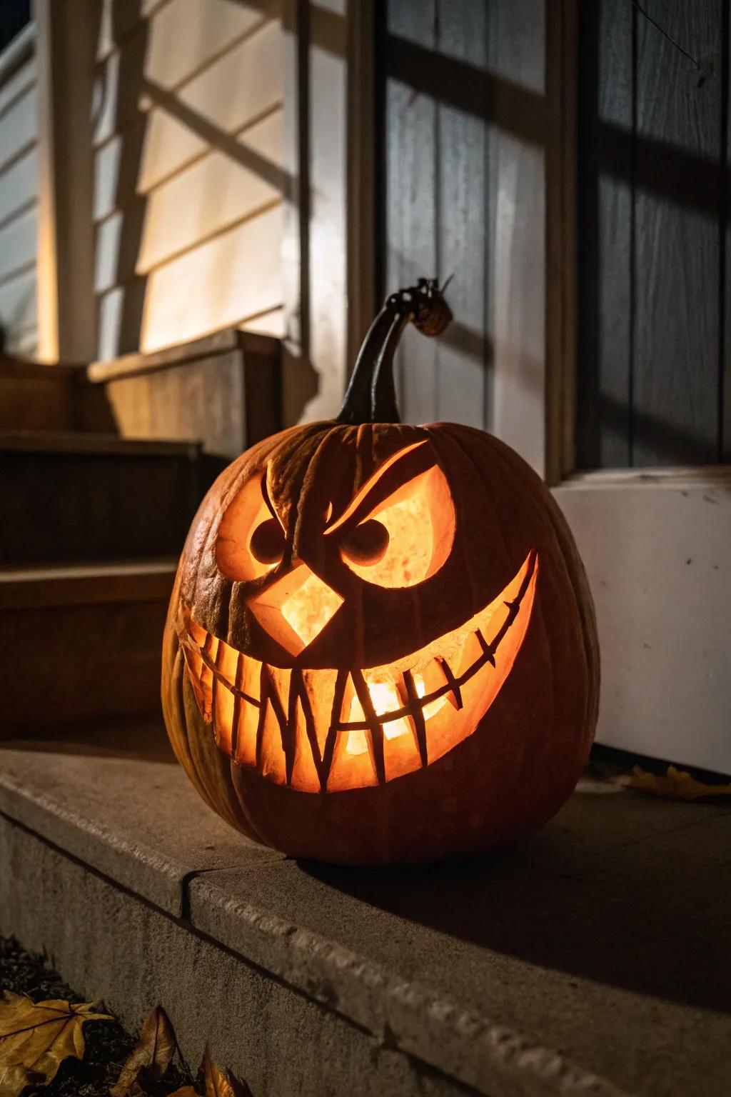 A witch pumpkin with a crooked grin, adding a touch of whimsy.