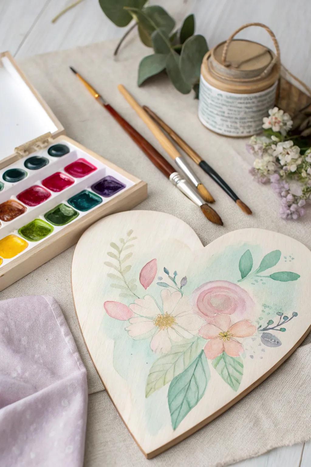 Watercolor wash hearts create a tranquil and dreamy atmosphere.