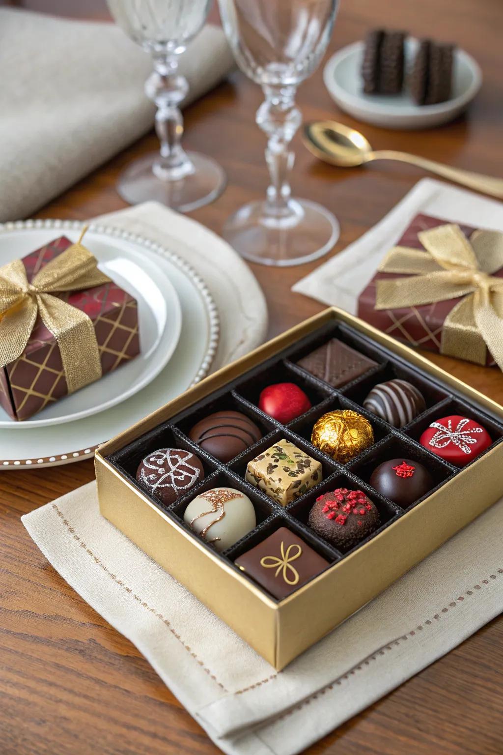 Delight in the rich flavors of an artisan chocolate selection.