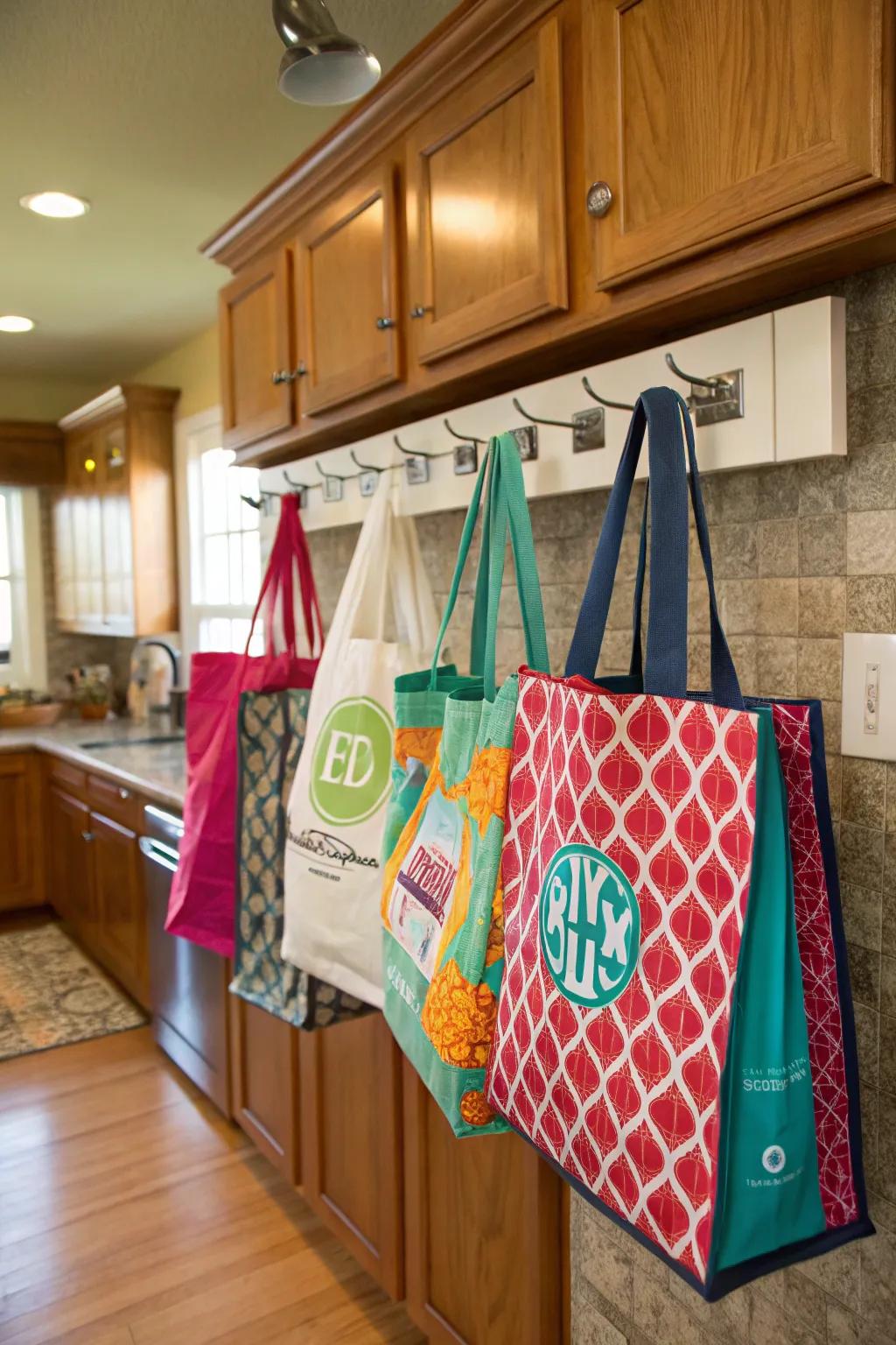 Reusable shopping bags combine style with sustainability.