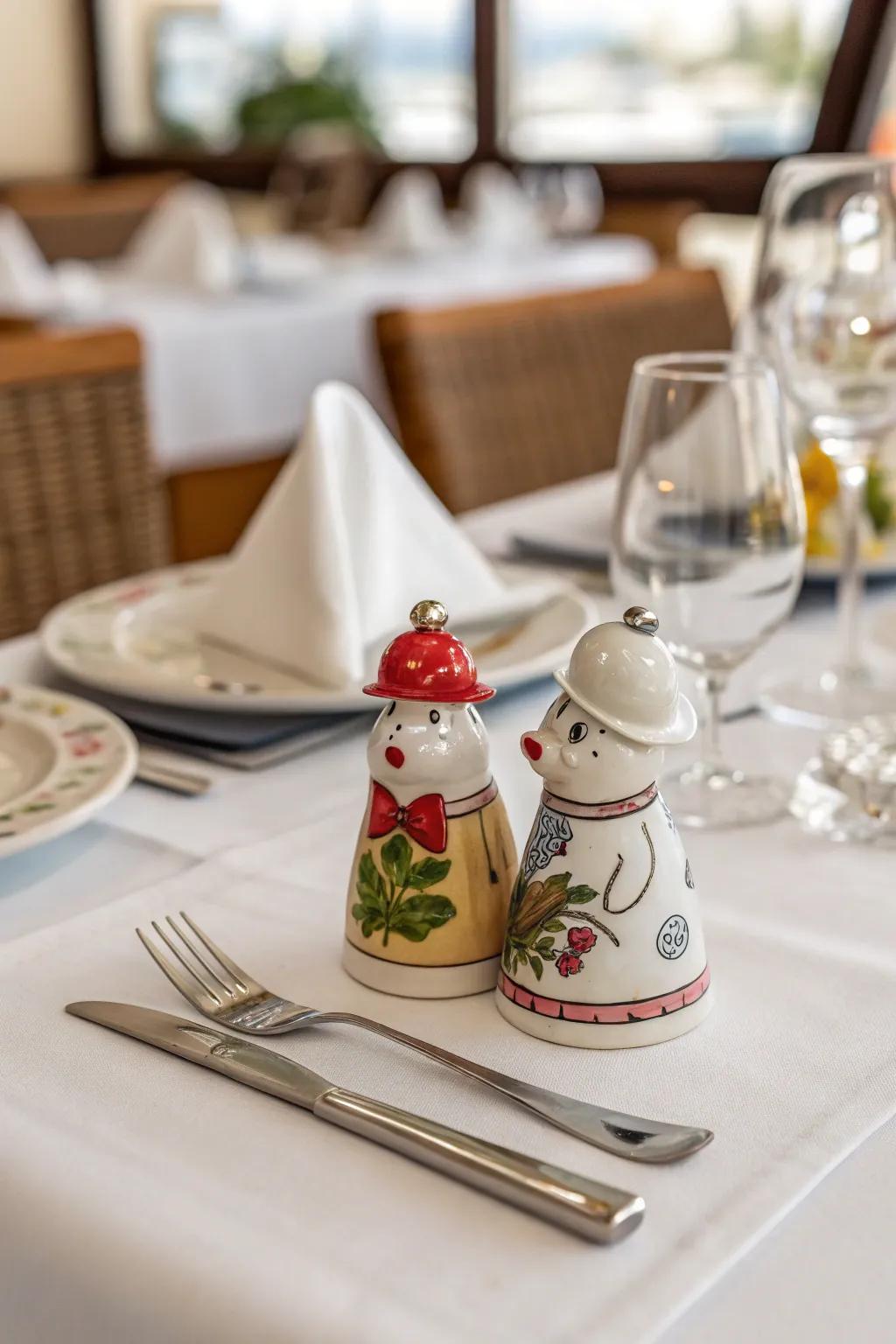 Spice up your meals with porcelain salt and pepper shakers.