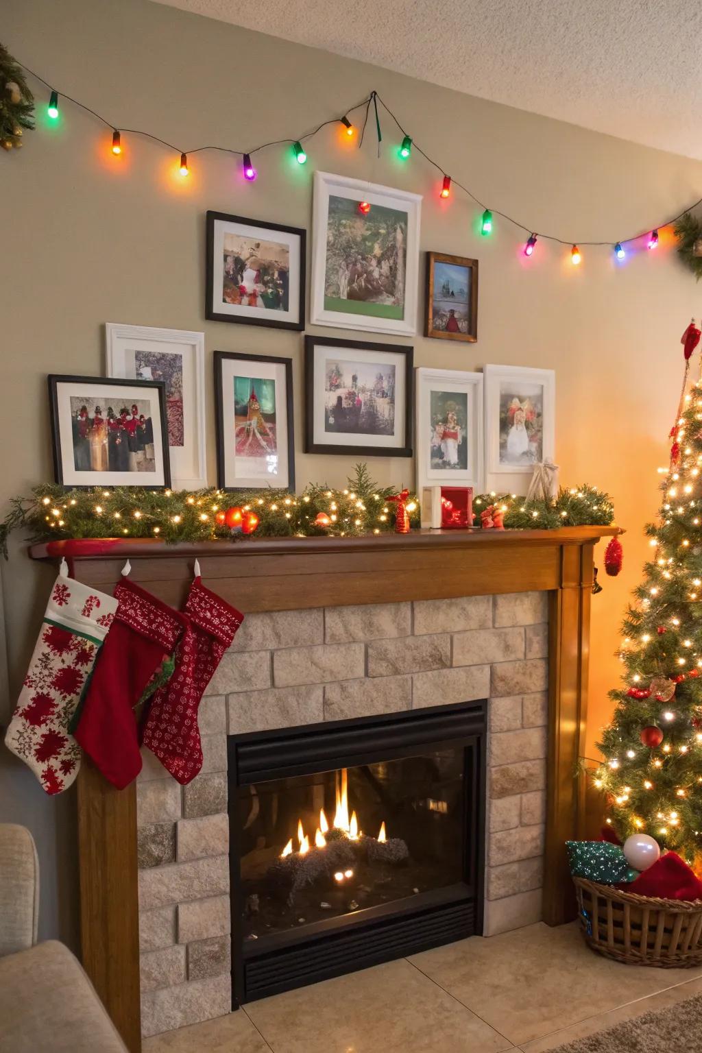 A festive collage with holiday decorations and photos.