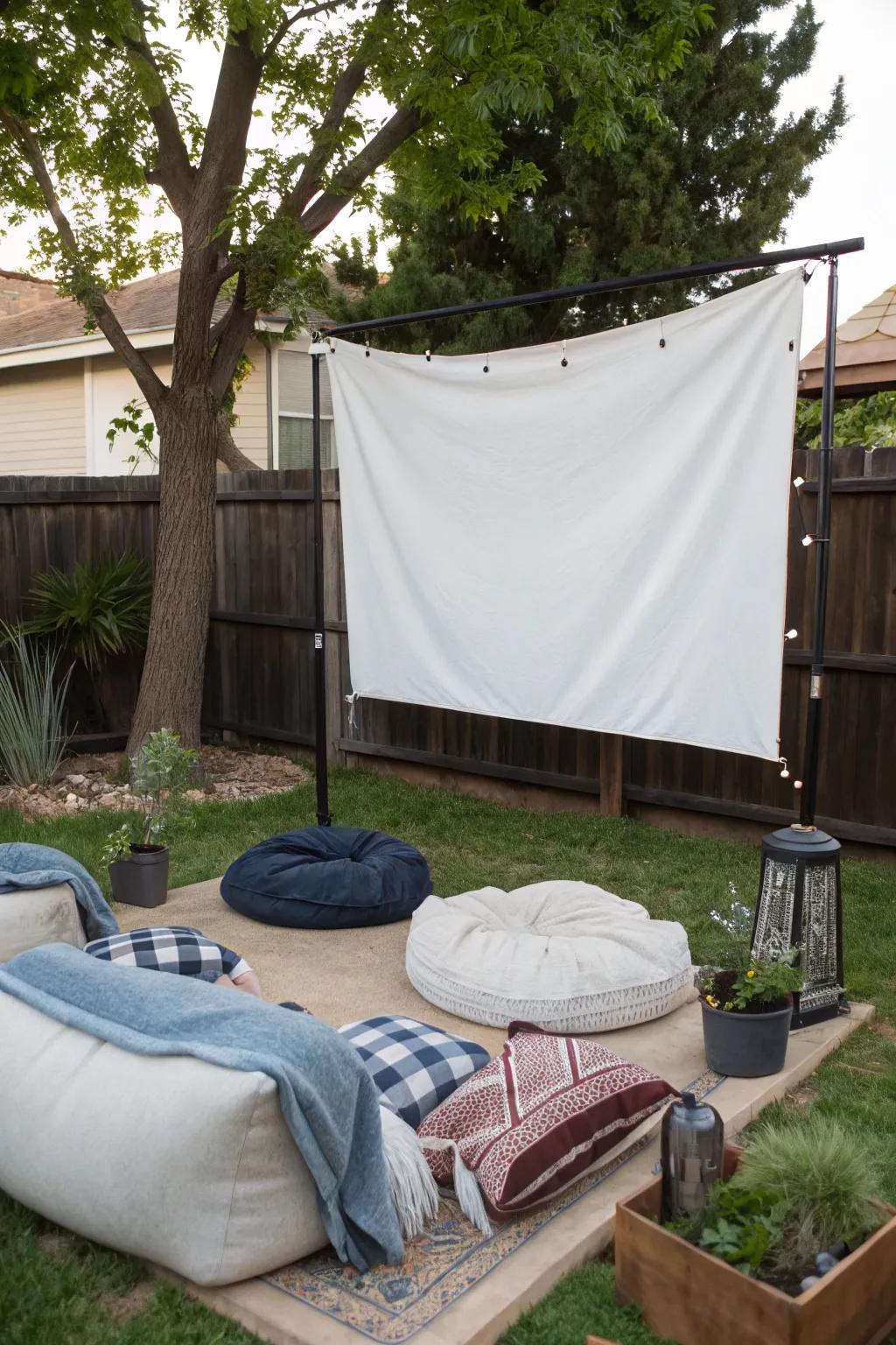 Enjoy films under the stars with a homemade movie screen.