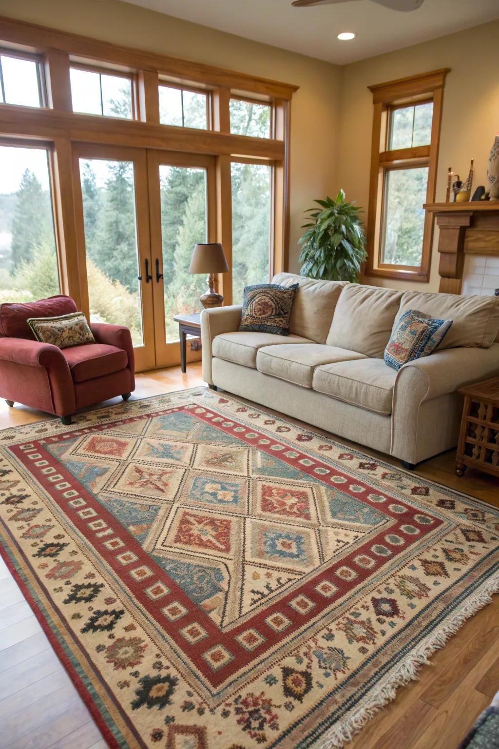 Define your space with textured area rugs.