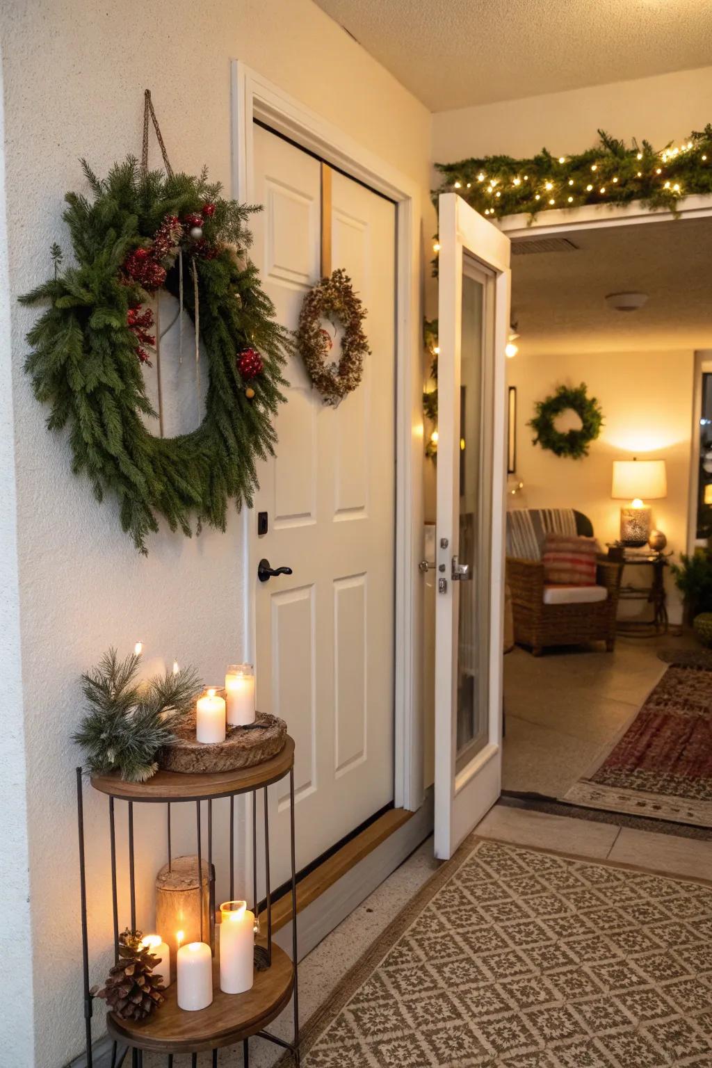 Seasonal decor keeps entryways lively and current.