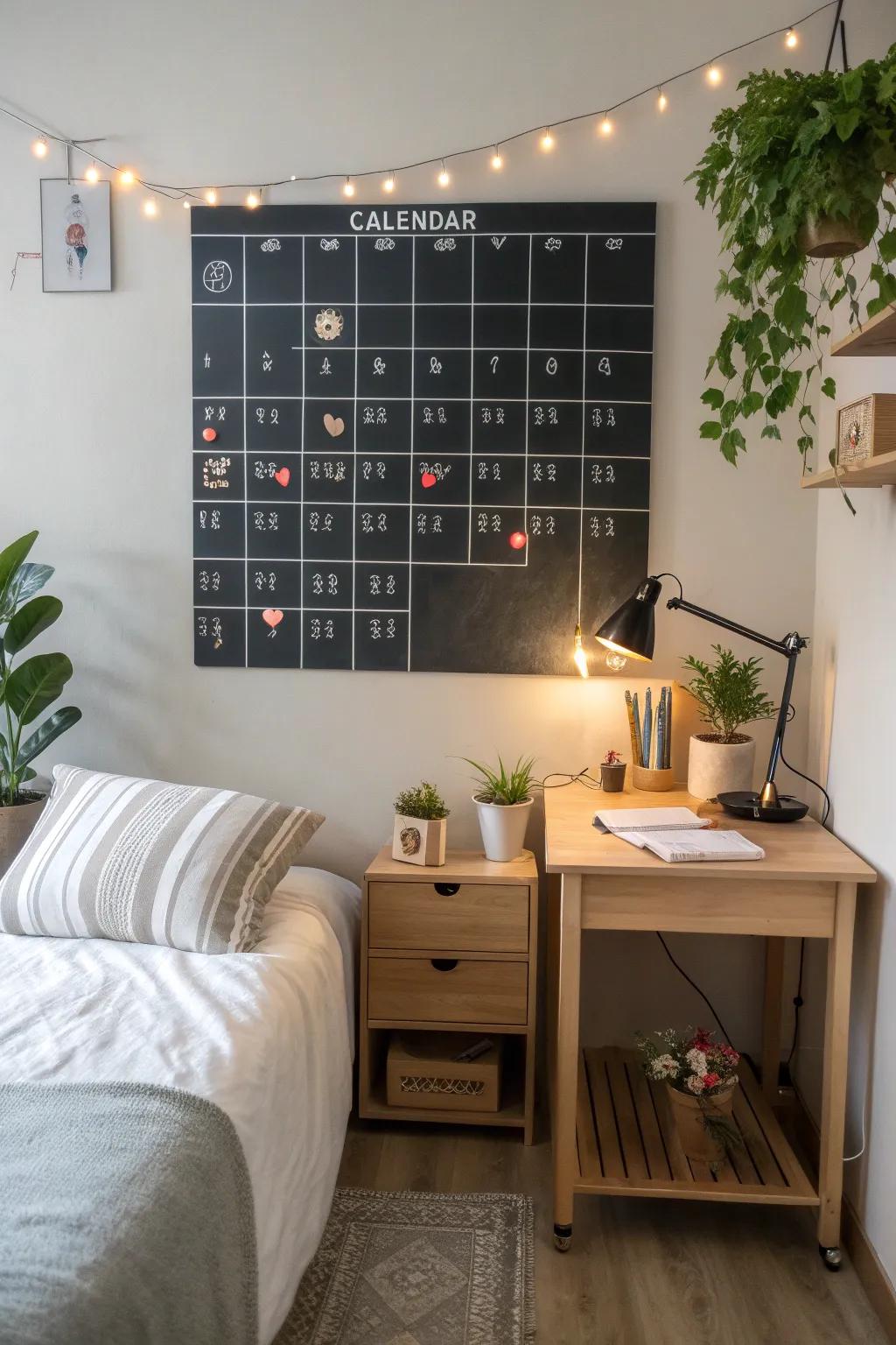 A mindful chalkboard calendar that tracks your emotional journey.