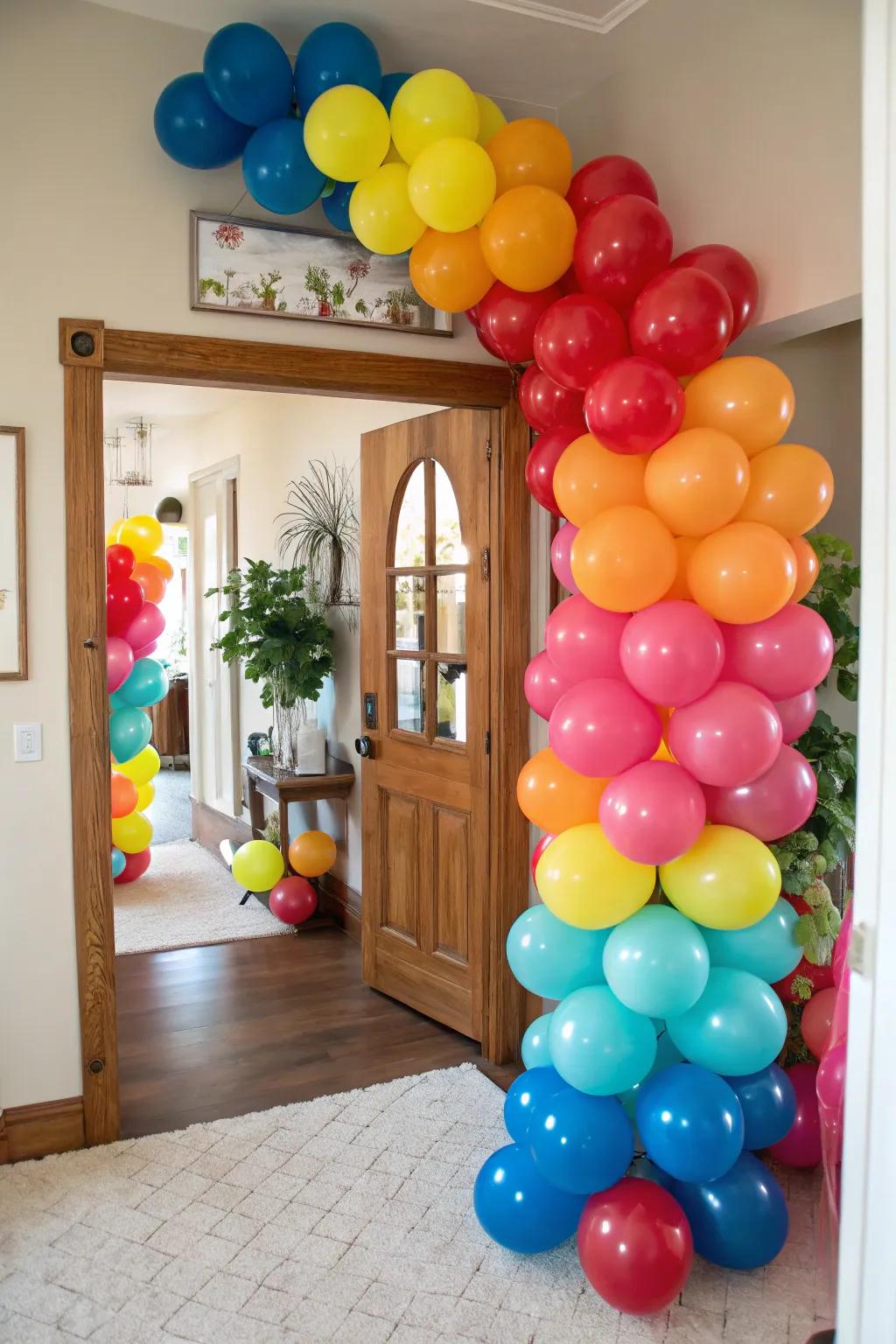 Lift the mood with a vibrant color pop balloon display.