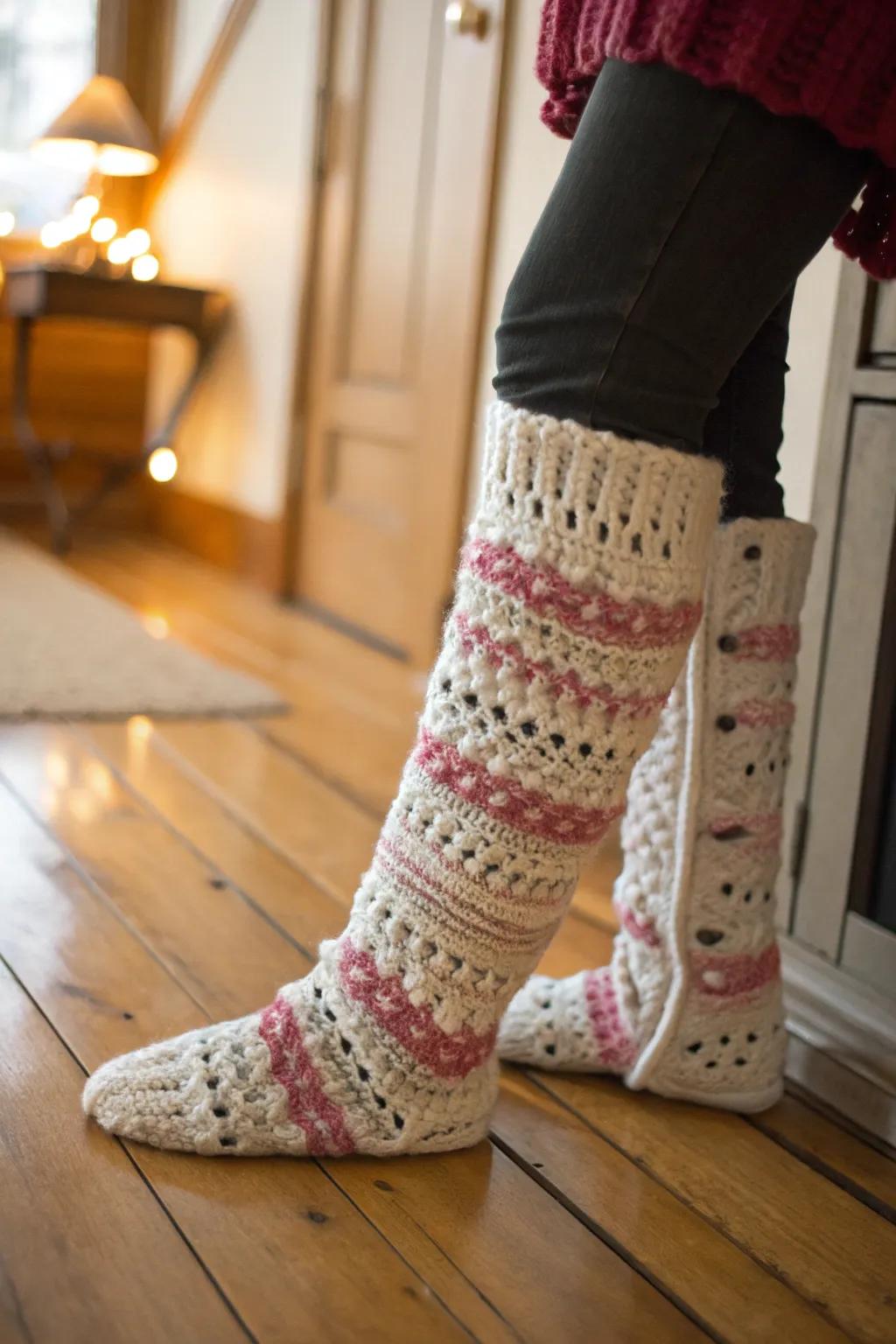 Stay warm and stylish with crochet leg warmers.