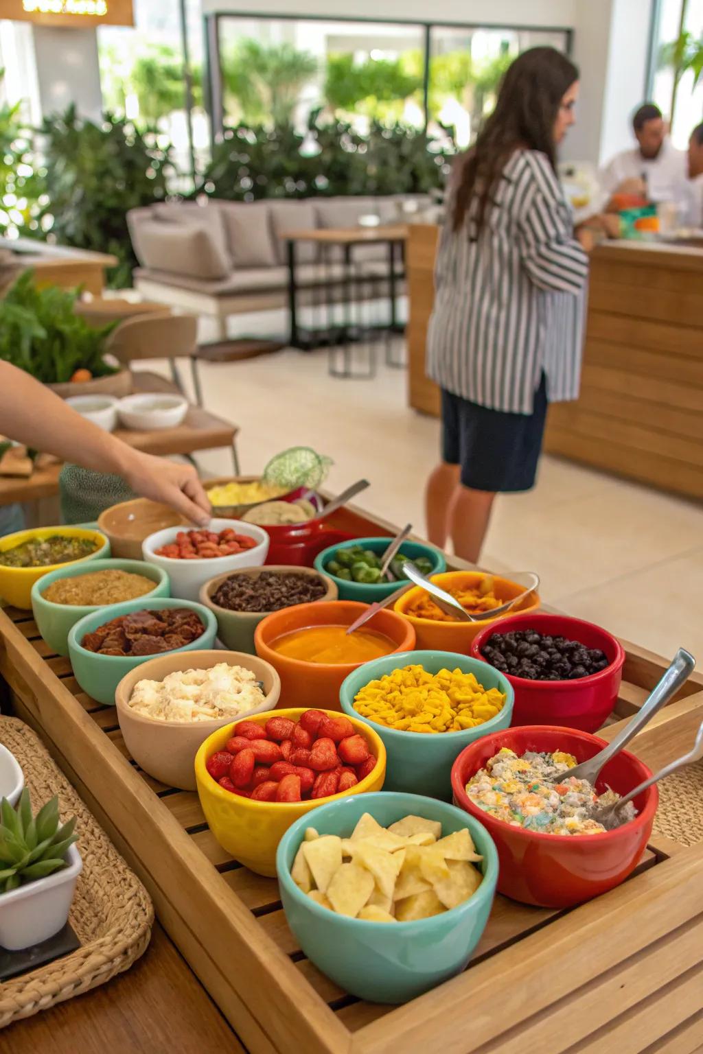 An interactive snack station keeps guests engaged and satisfied.