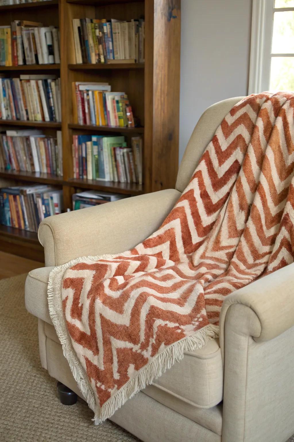 Zigzag patterns bring energy to living spaces.