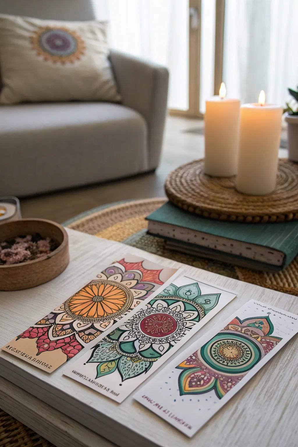 Mandala art brings calm and beauty to your bookmarks.