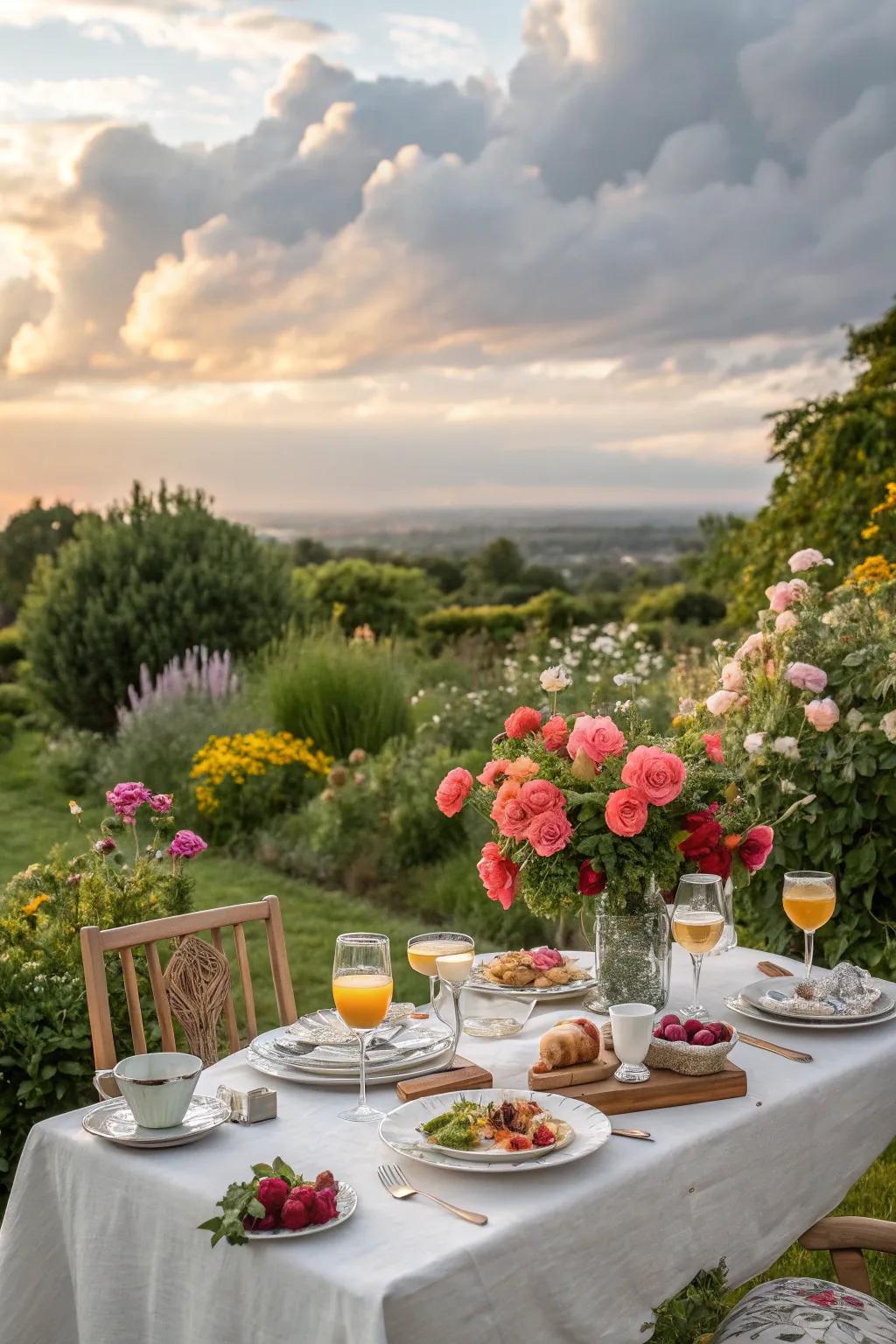 Enjoy the beauty of nature with an outdoor garden brunch.