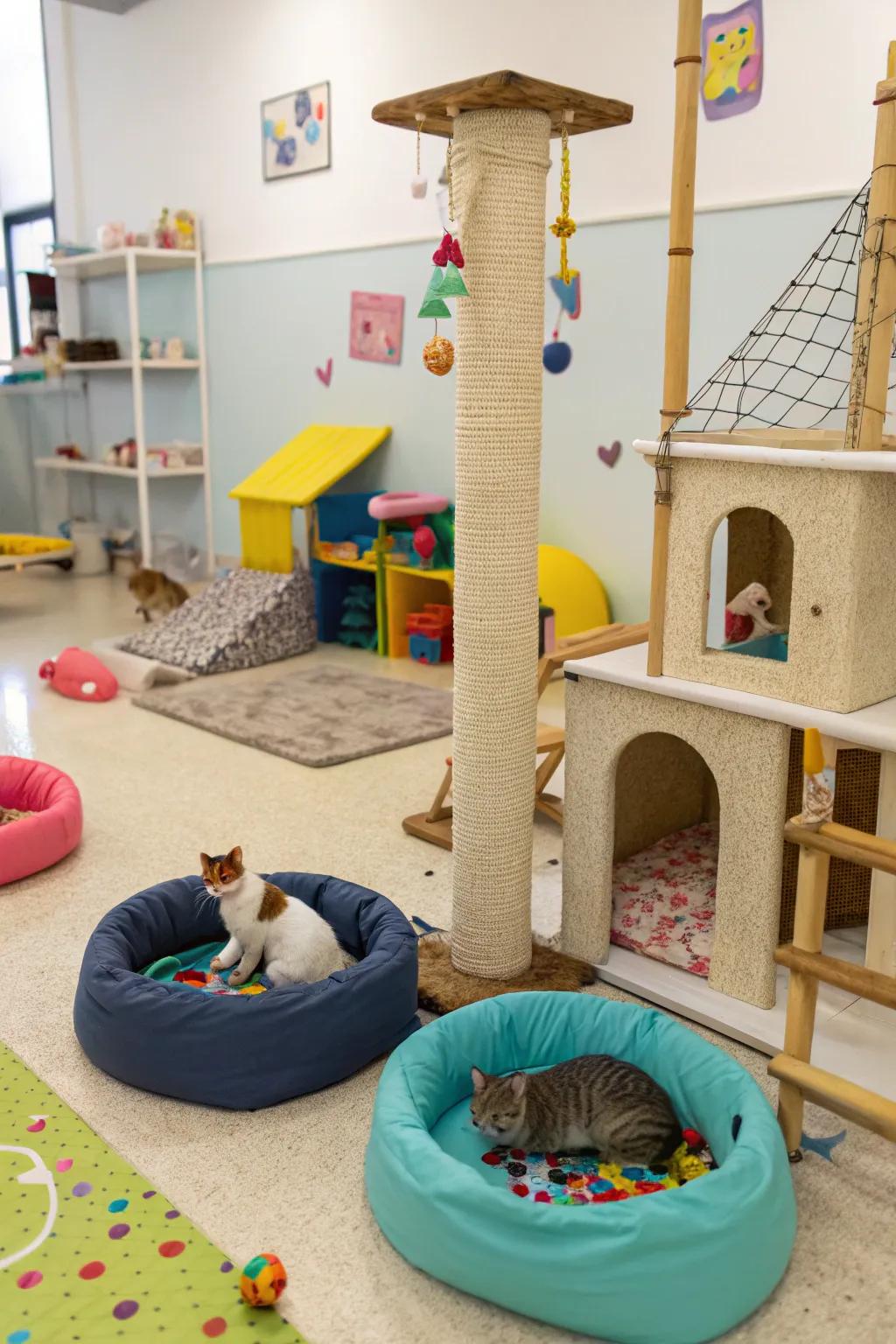 A cat-only zone offers a private playground for your feline friends.