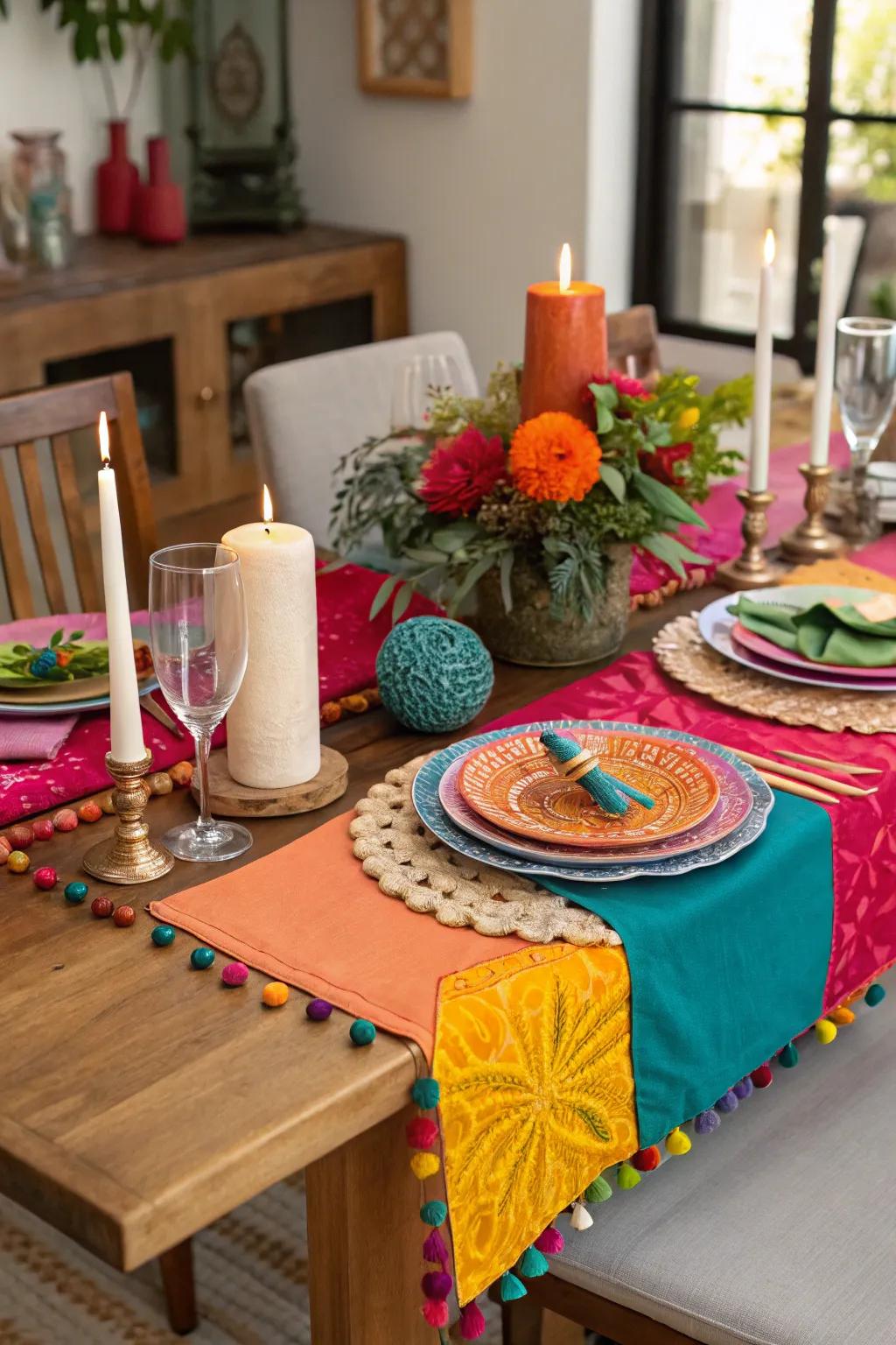 Fabric table runners enhance the elegance and cohesion of table setups.