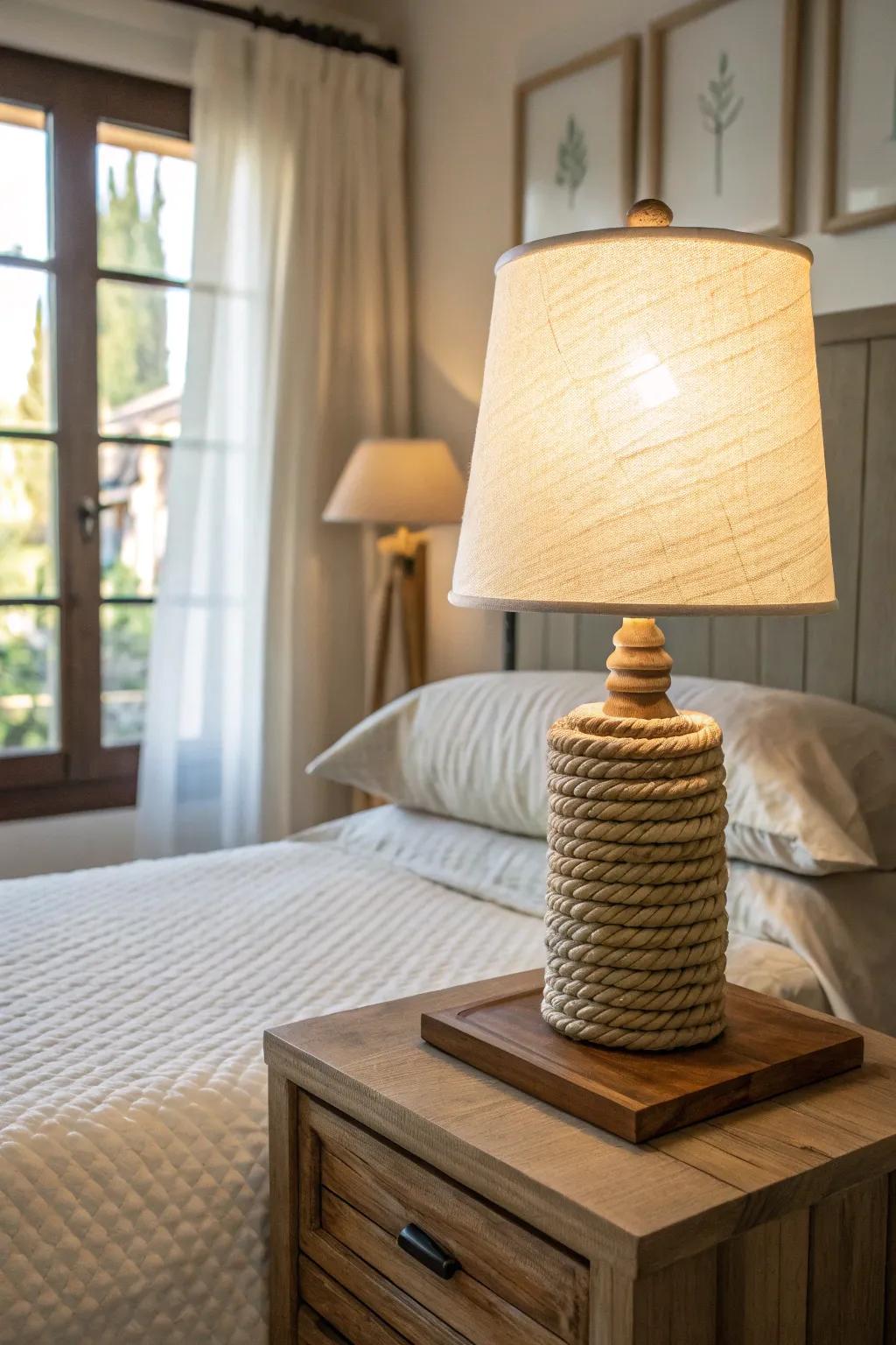 Rope table lamps bring rustic nautical charm indoors.