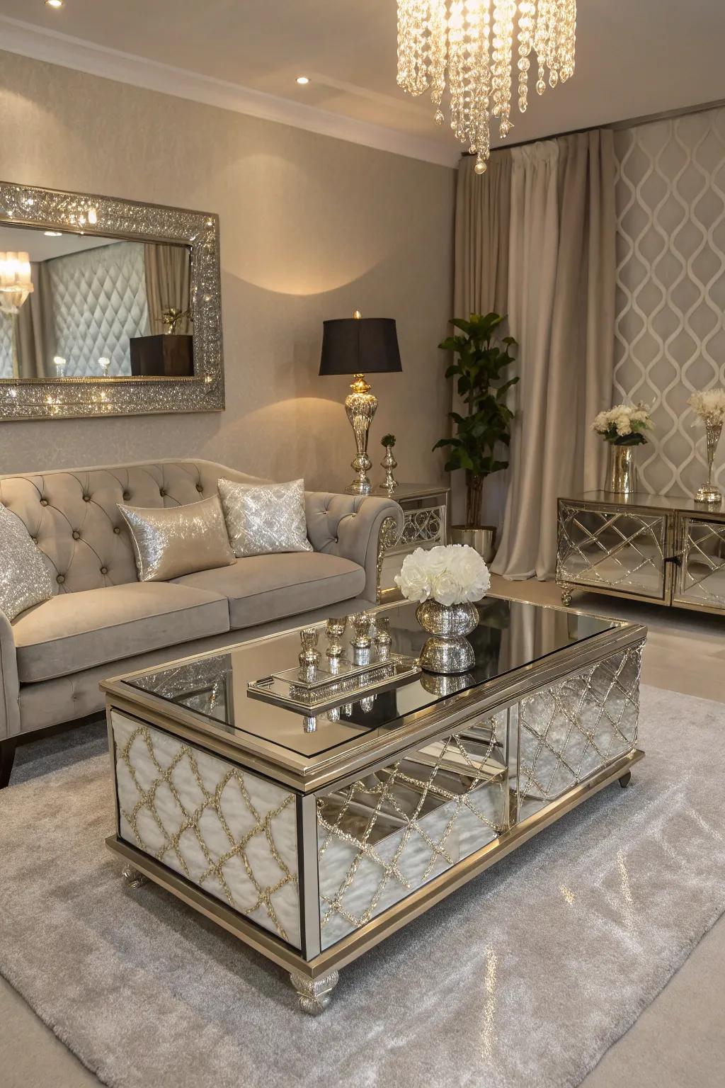 Metallics add a touch of glamour to your den.