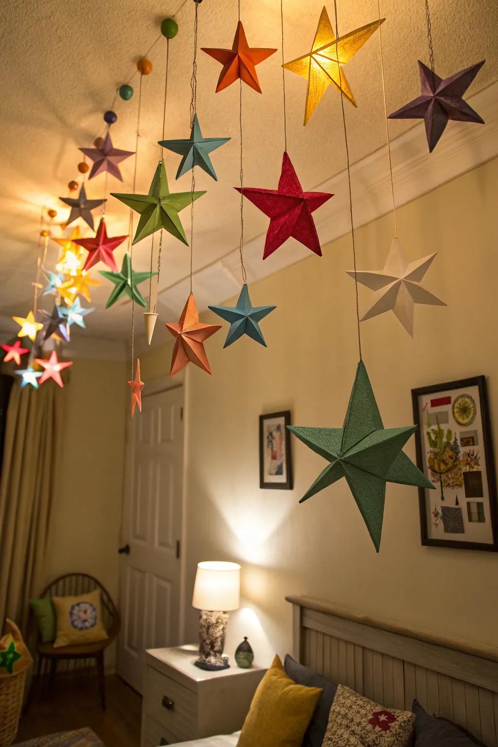 Add a whimsical touch with festive origami stars.