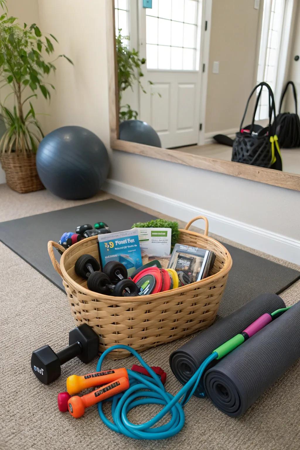 An exercise basket to inspire a healthy and active lifestyle.