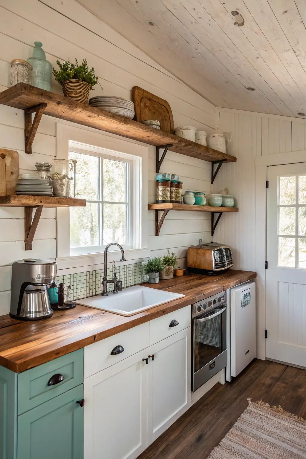 Reclaimed wood adds warmth and a rustic touch to your kitchen.