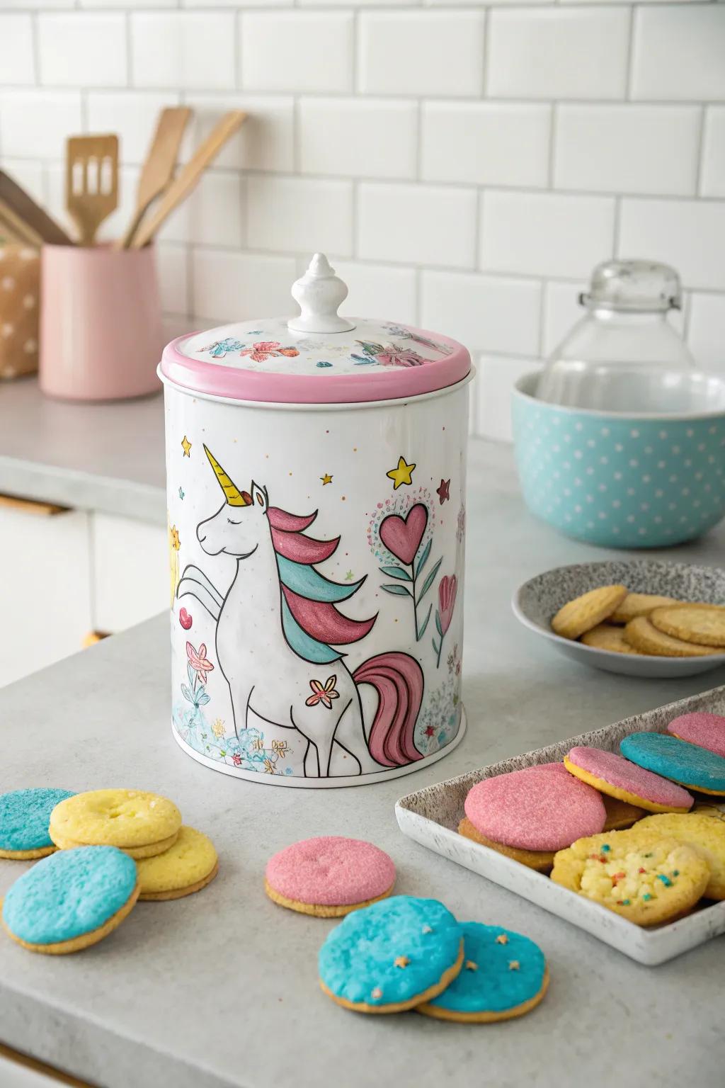 Store your treats in a magical unicorn jar.