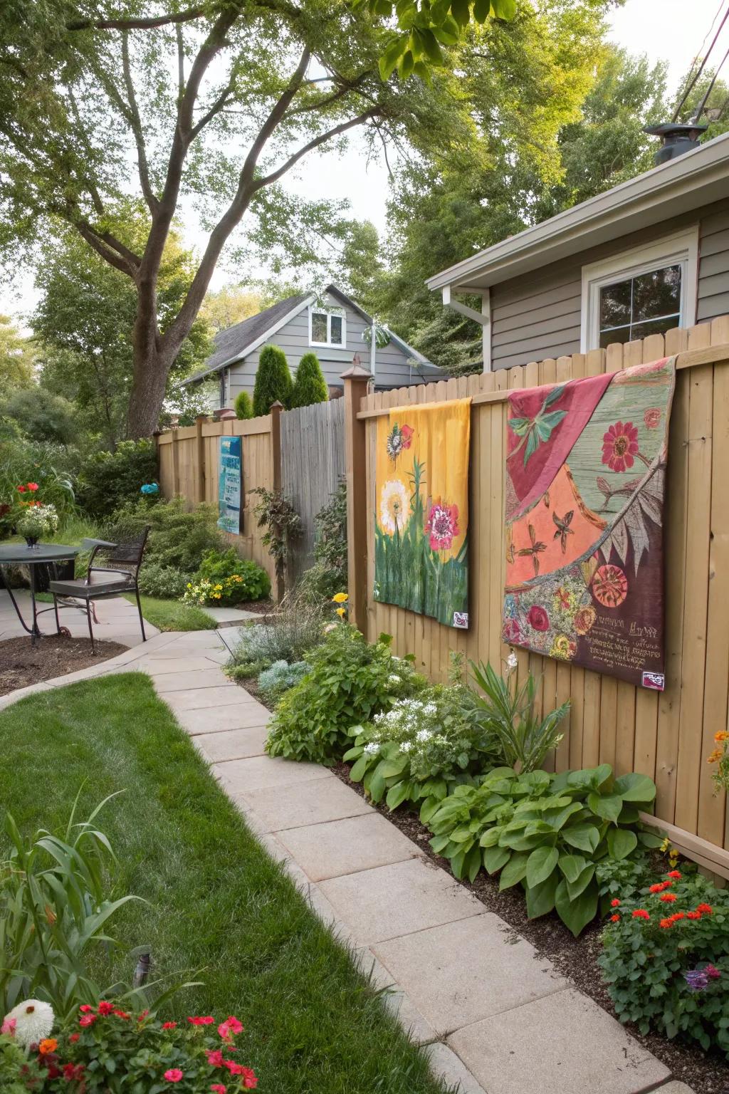 Outdoor art provides a creative and colorful solution for privacy.