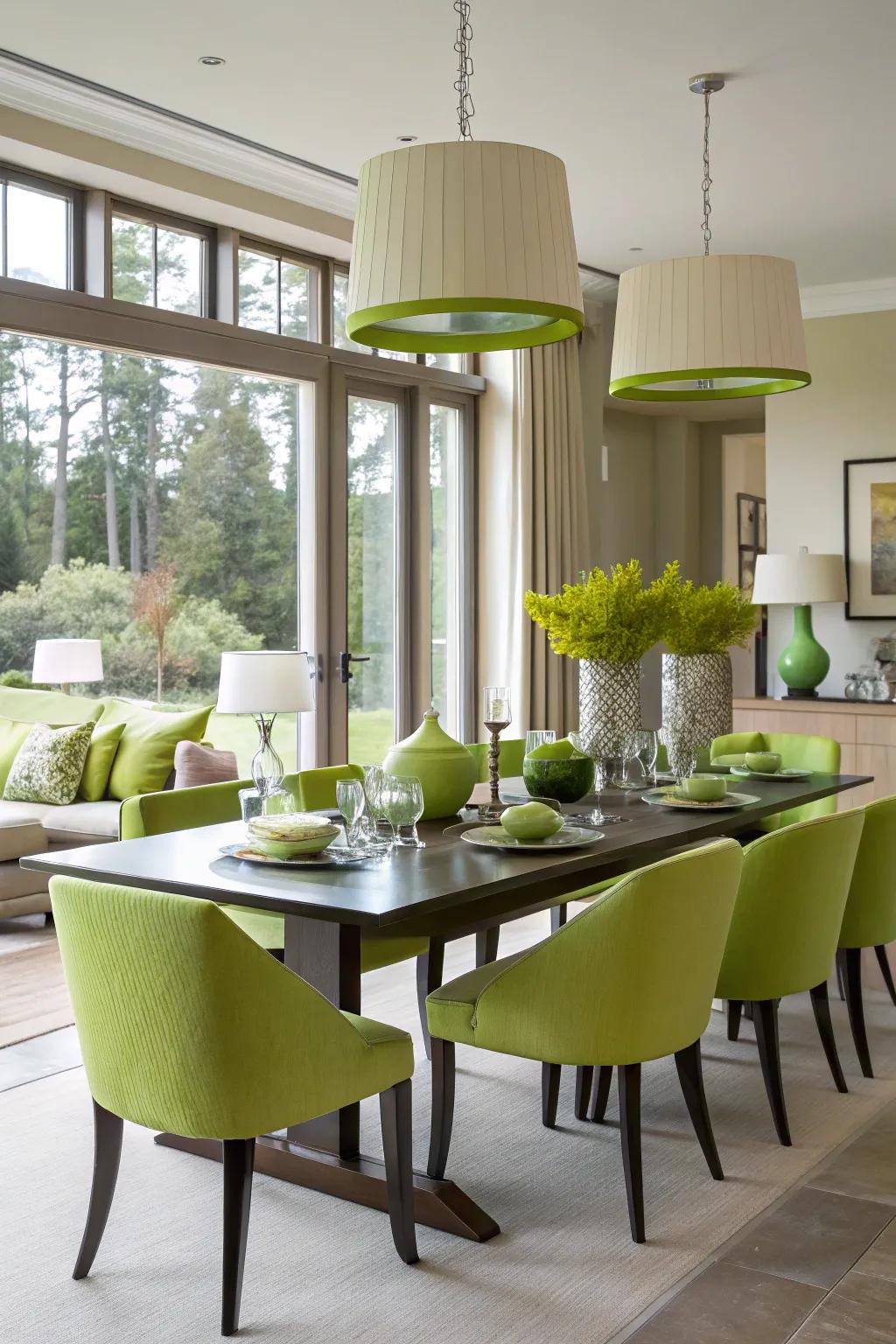 Lime green accents add a youthful and energetic touch.