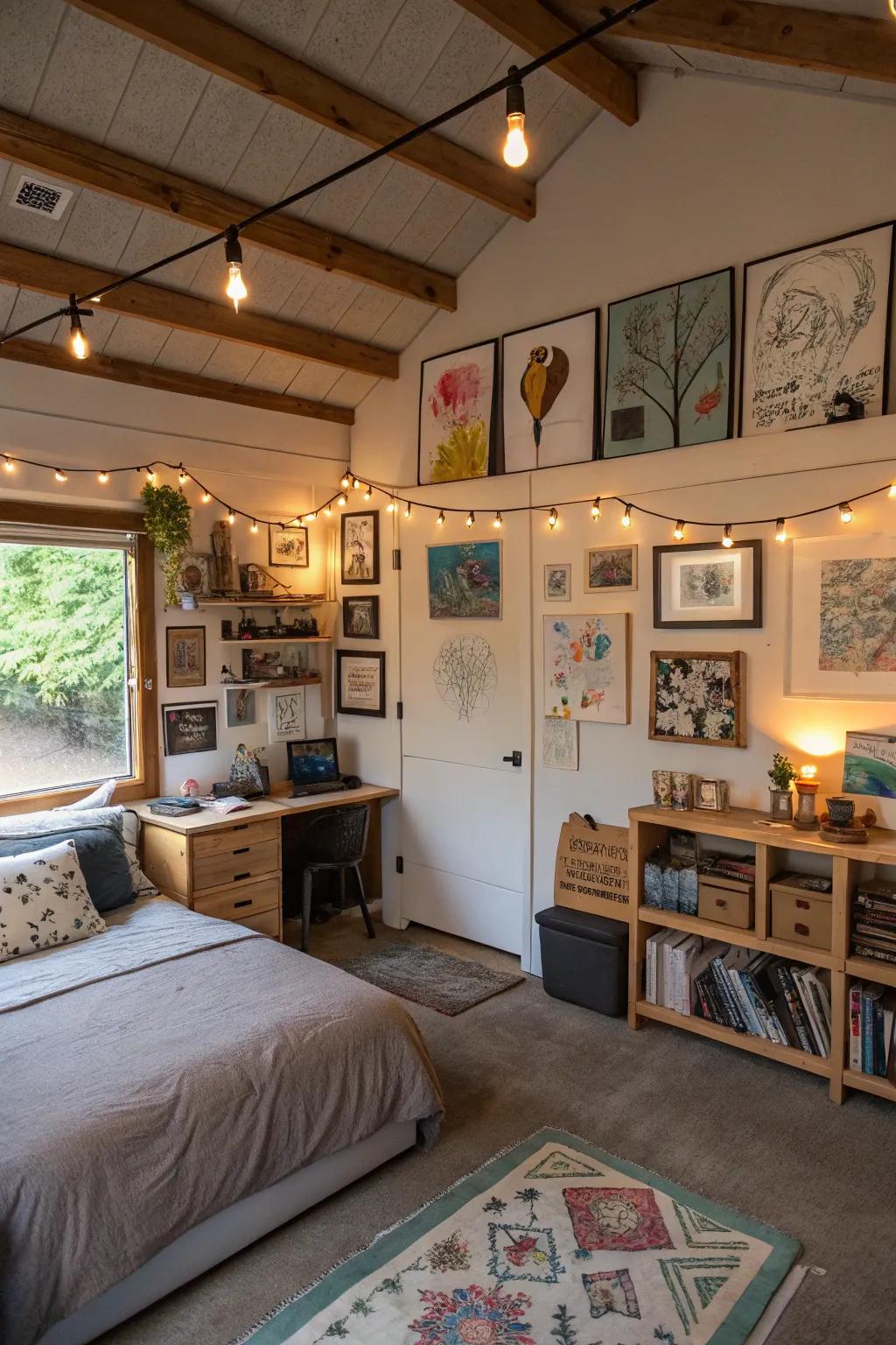 Personal art pieces add a unique and inviting touch to your garage bedroom.