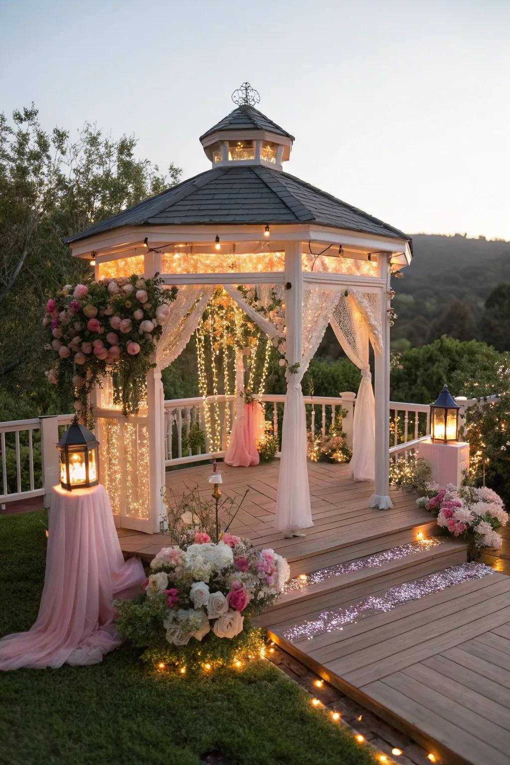 Step into a fairy tale with a whimsical gazebo on your deck.