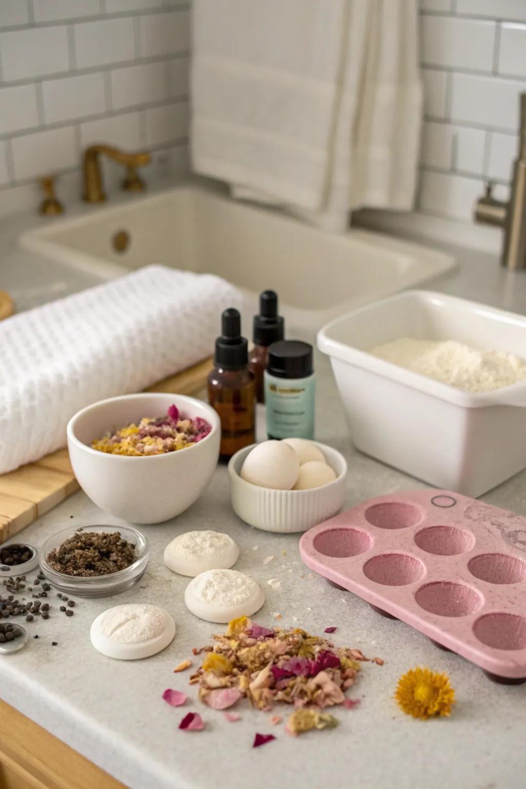 Create your own bath bombs for a relaxing experience.