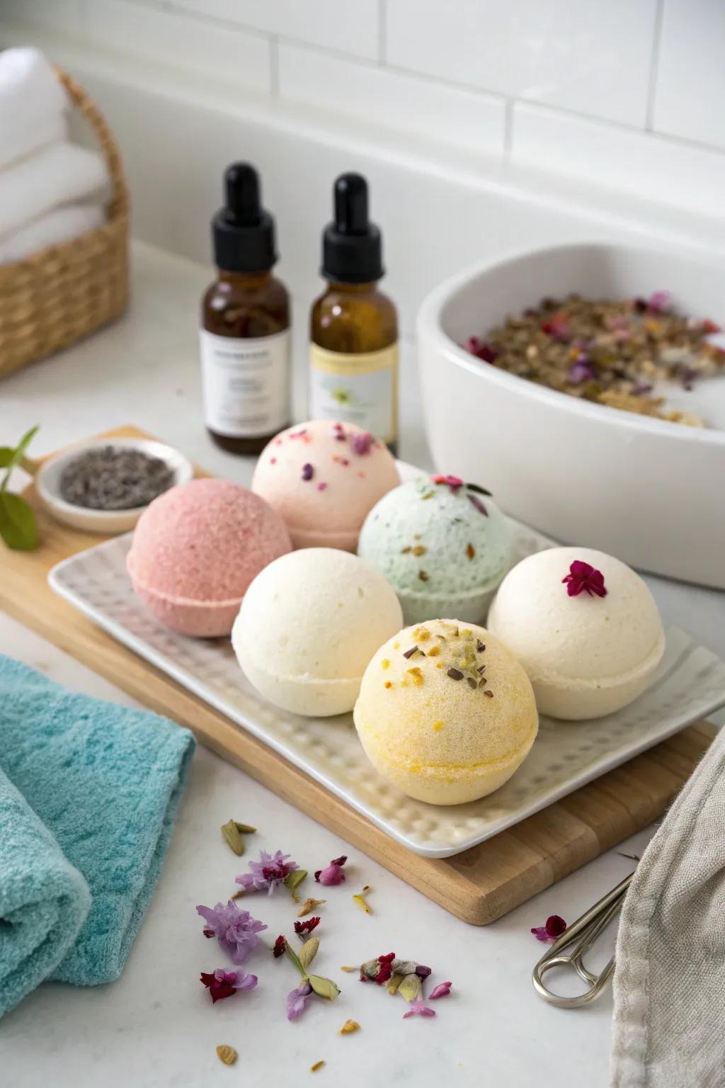 Indulge in relaxation with natural bath bombs.