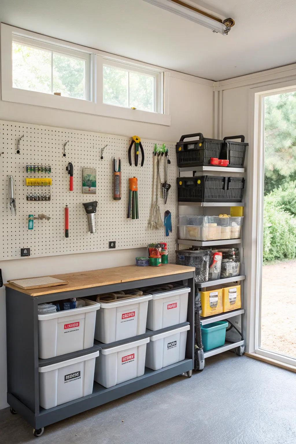 Keep your workspace organized with smart storage solutions.