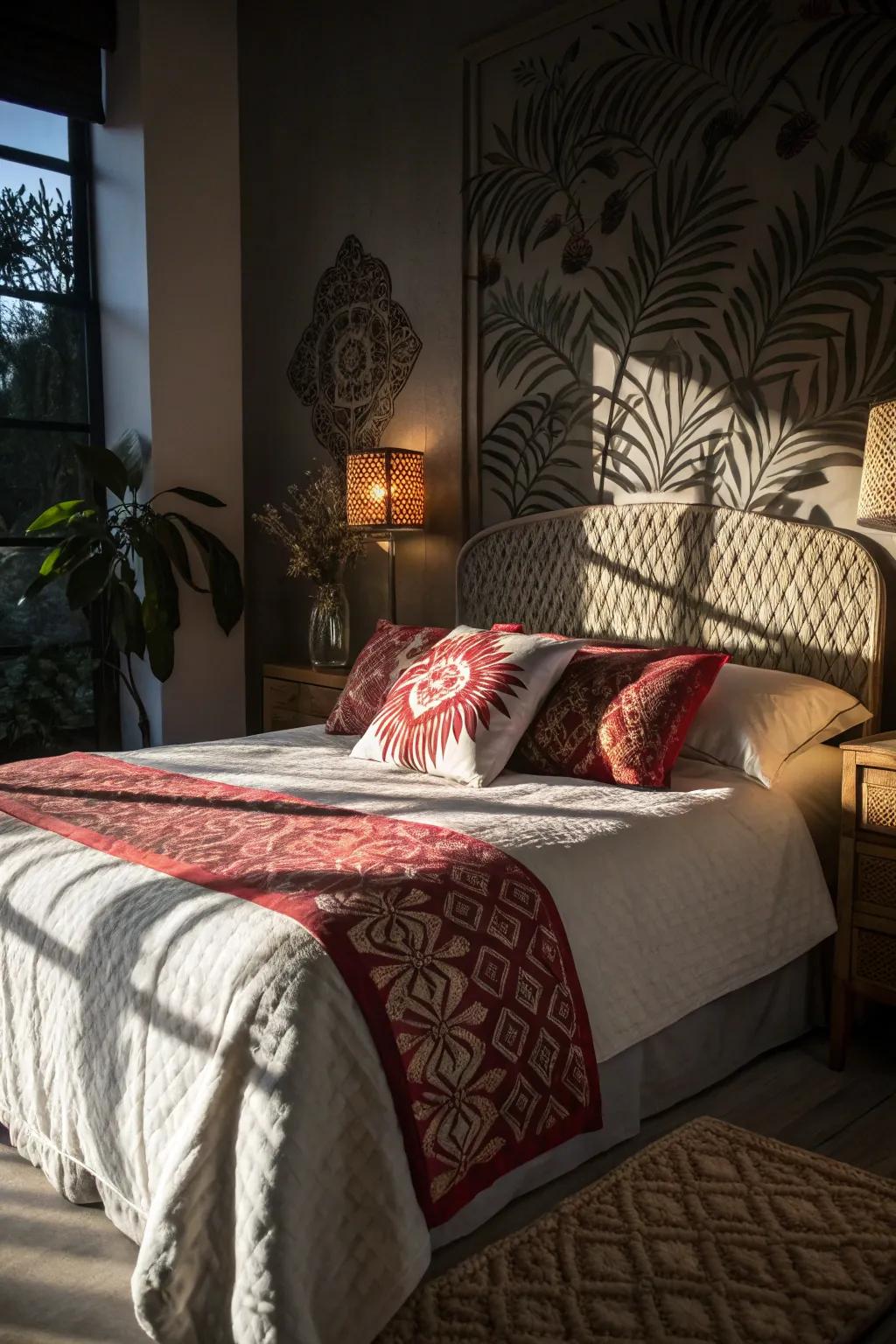 Light and shadow play in patterns can add drama and sophistication to your bedroom.