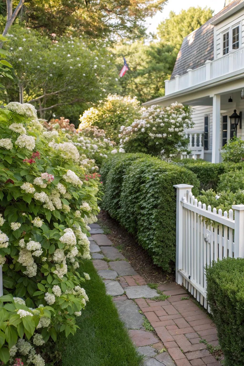 Viburnum hedges offering fragrant flowers and vibrant berries.