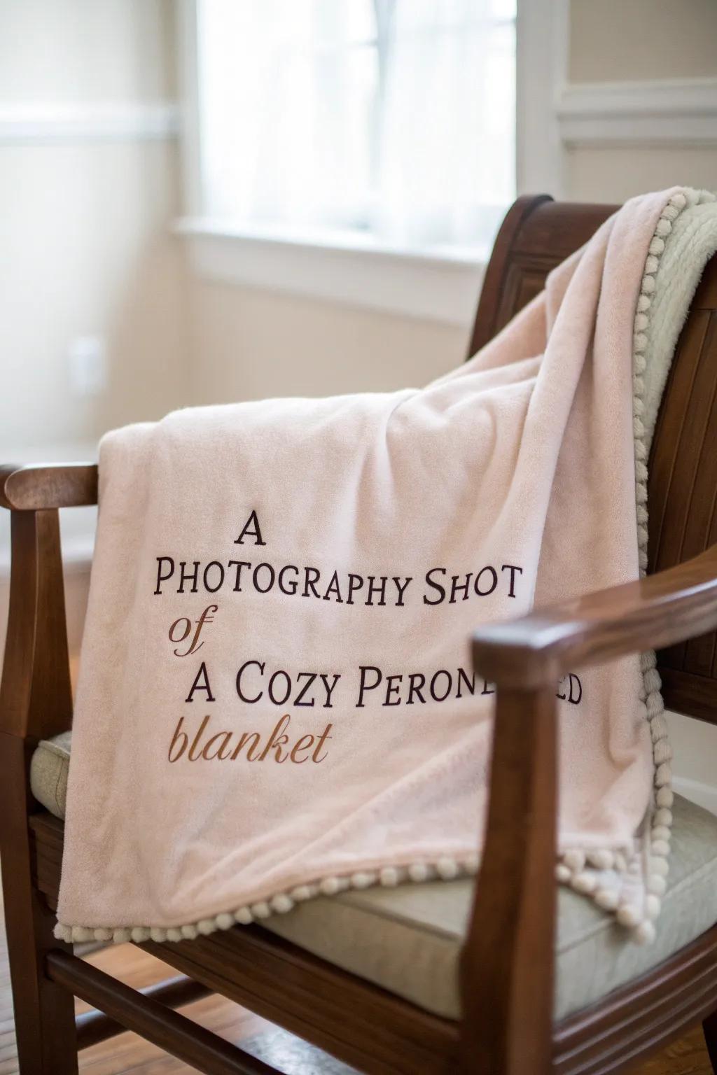 A cozy personalized blanket for warmth and comfort.