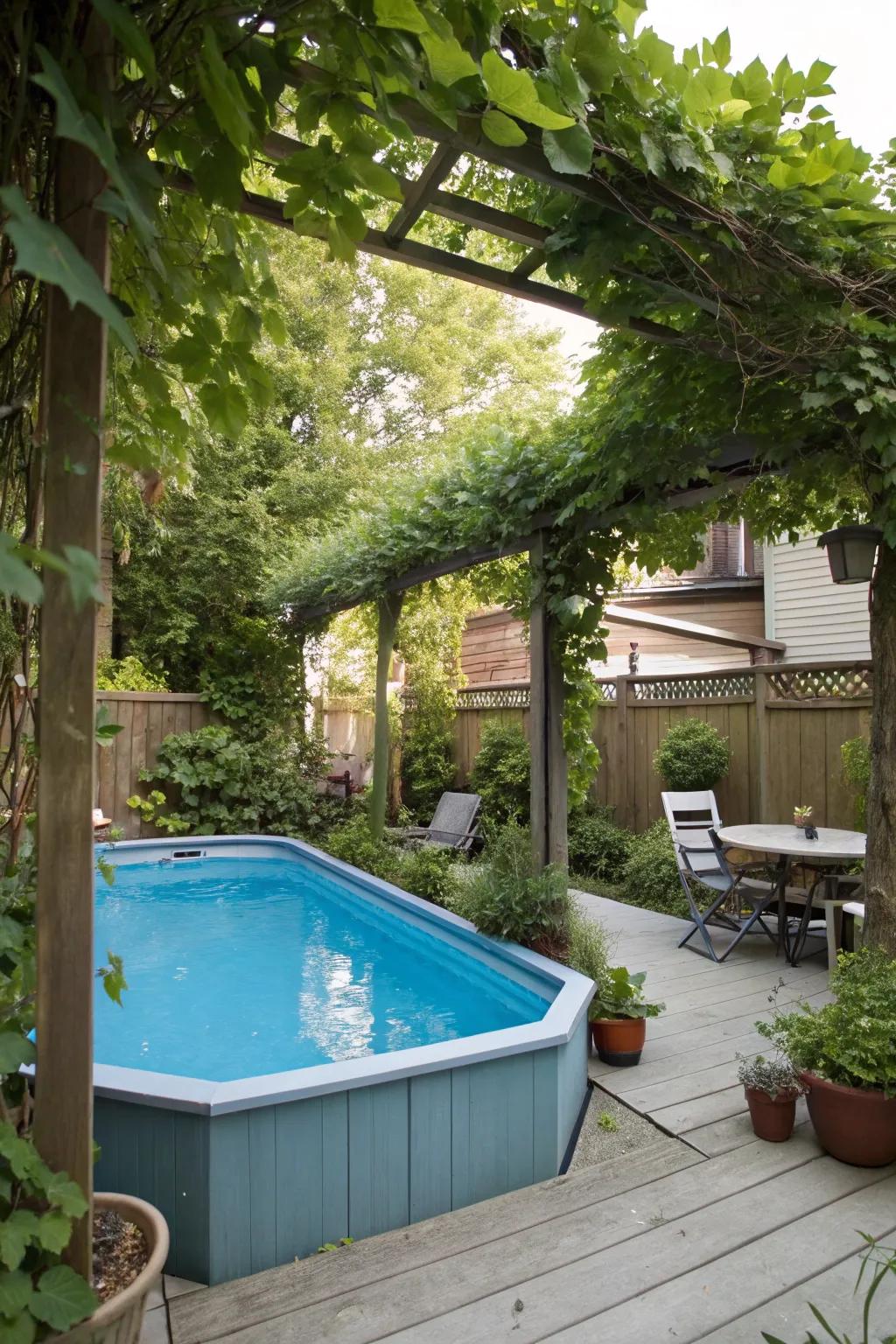 Trellises and vines add natural beauty to your pool area.