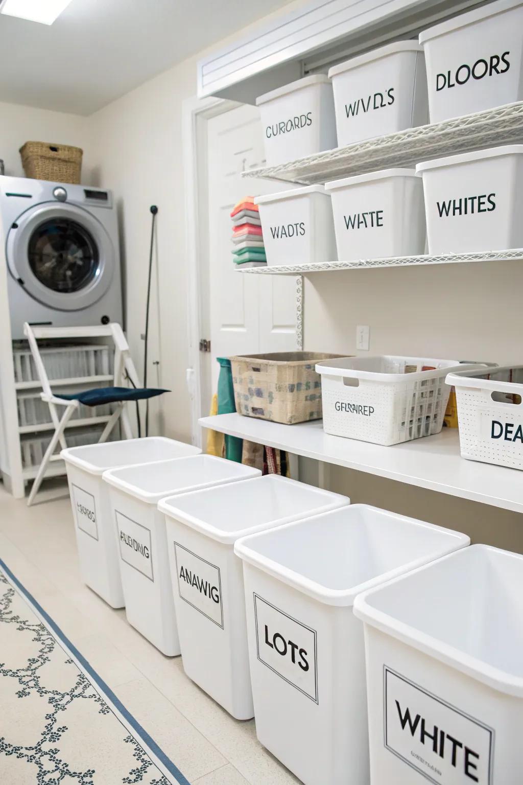 Organized sorting system for streamlined laundry days.