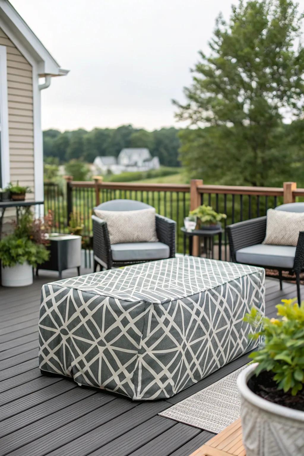 Geometric patterns add a unique and modern twist to this eye-catching deck.