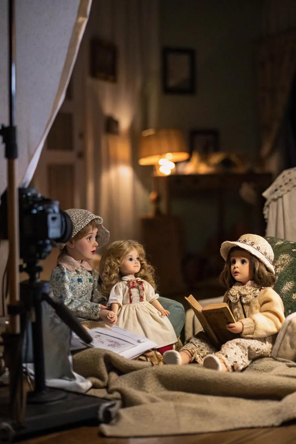 A doll vignette adding a storytelling element to the display.