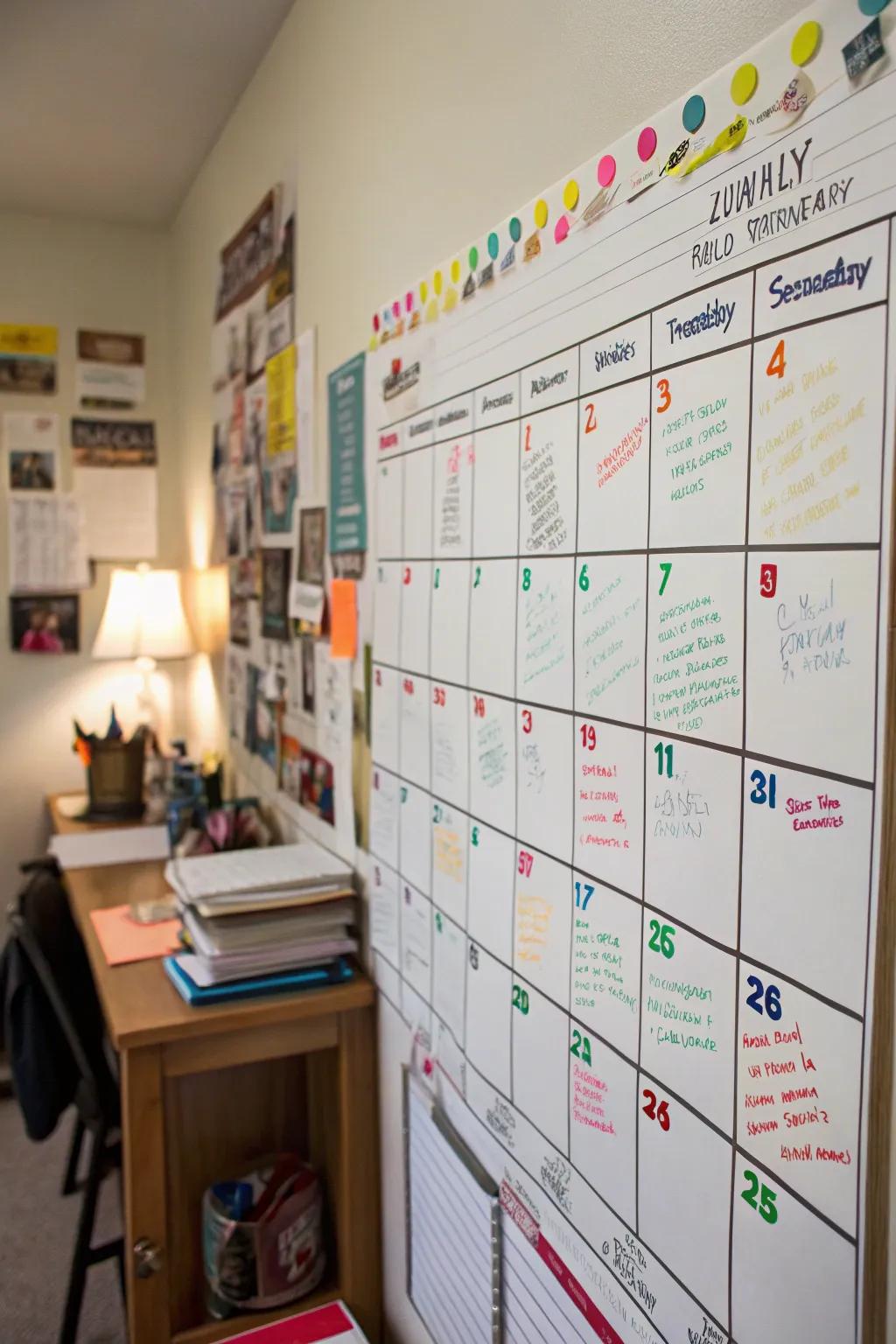 Stay organized with a versatile dry-erase calendar.