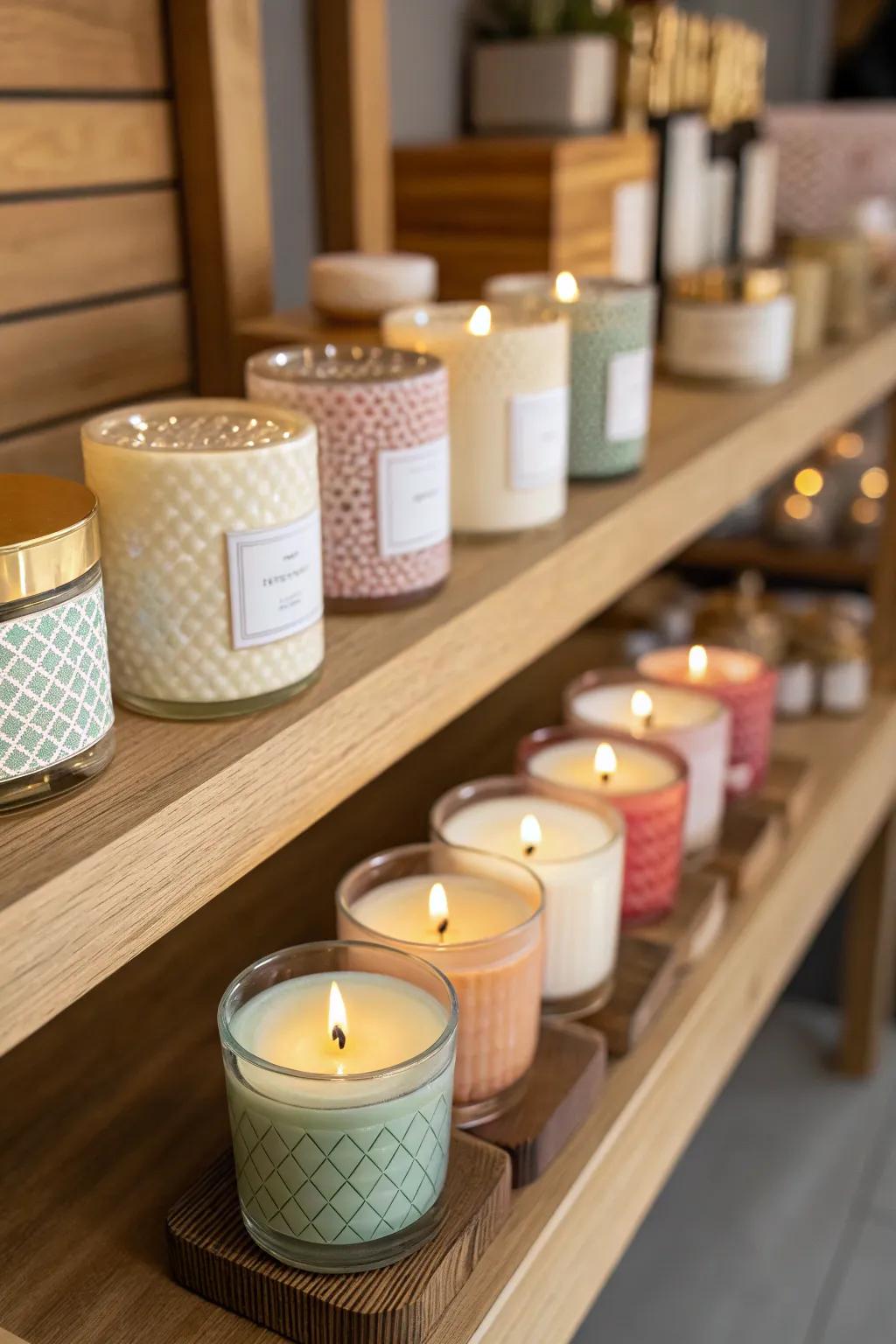 Create a fragrant haven with designer scented candles.