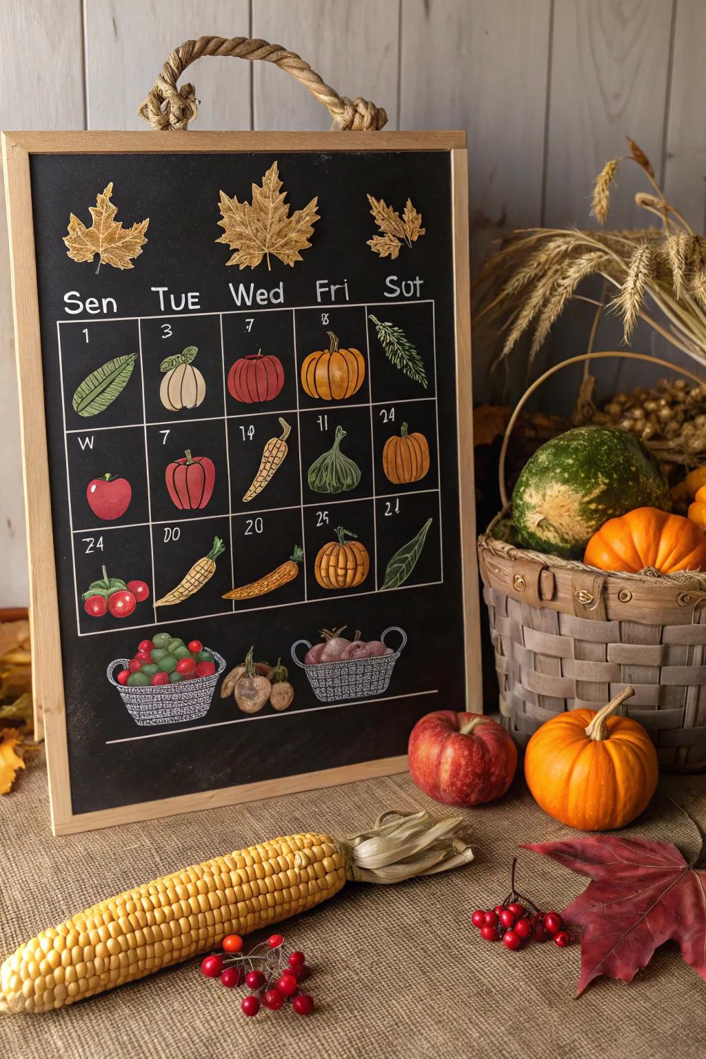 Celebrate the abundance of summer with a harvest-themed calendar.