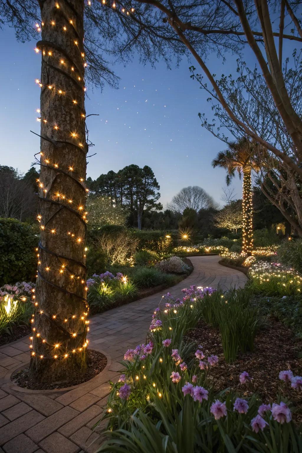 Add a magical touch to your garden with LED-lit trees.