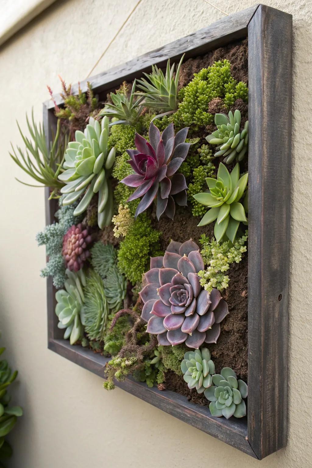 A succulent shadow box turns plants into living art.